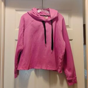 Calvin Klein Cropped Pink Purple Hoodie Sweatshirt Chic Classic Stylish Size L